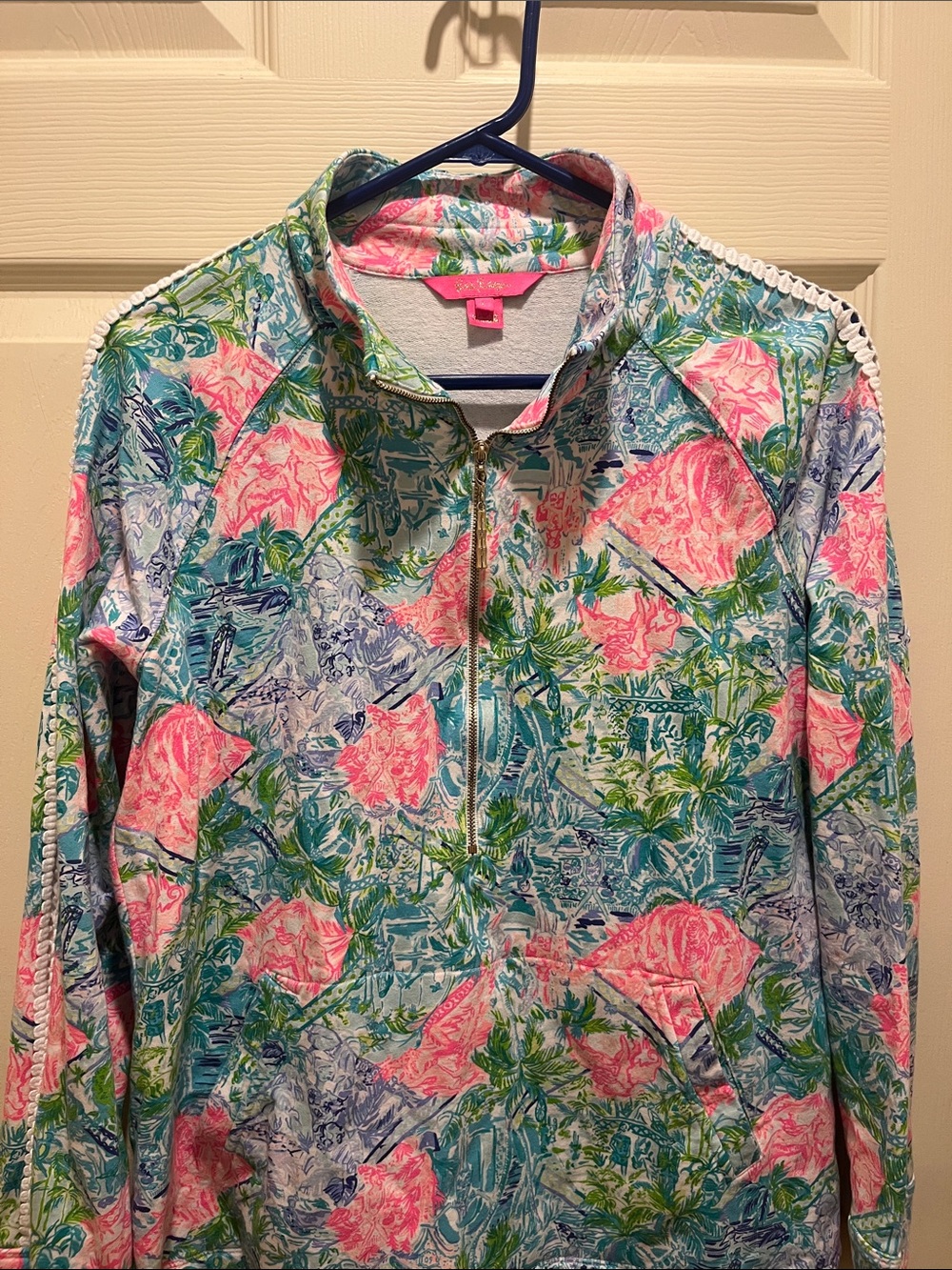 Lilly Pulitzer Pink & Blue Floral Half-Zip Jacket